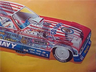 Scarce 70s Tom McEwen Cutaway Navy Mongoose Funny Car Handoutl NHRA L