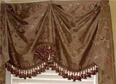 Custom Swag jabot Window Treatment Catherine Valance Set Faux Silk