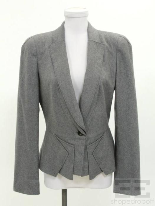 McQ Alexander McQueen Gray Wool Single Button Jacket Size 46