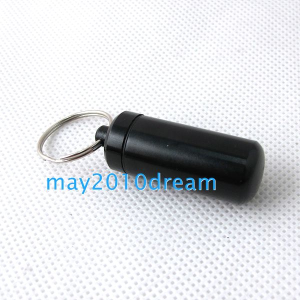 Pill Cache Container Box Case Keyring Drug Holder Vial