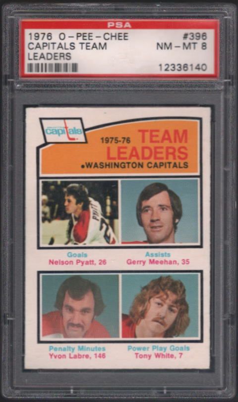 GERRY MEEHAN NELSON PYATT YVON LABRE WHITE 1976/77 O PEE CHEE #396 PSA