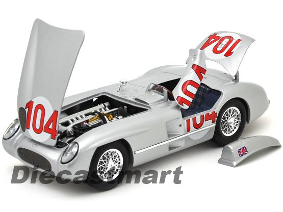 Maisto 1 18 Mercedes Benz 300 SLR Targa Florio 1955 New Diecast Silver