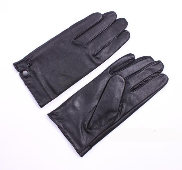 Mens Genuine Leather Lambskin Winter Warm Driving Riding Wrist Gloves