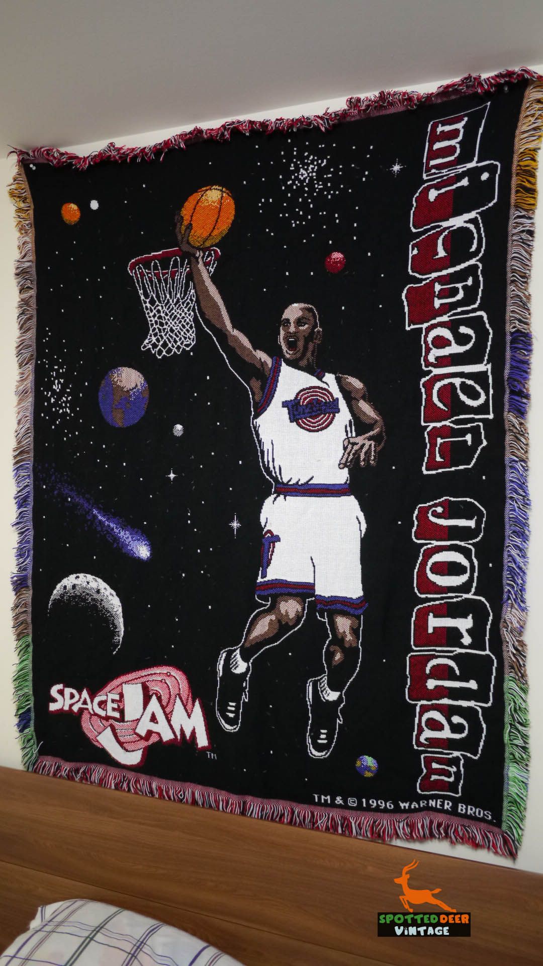 Vintage Michael Jordan Space Jam Blanket RARE Mint