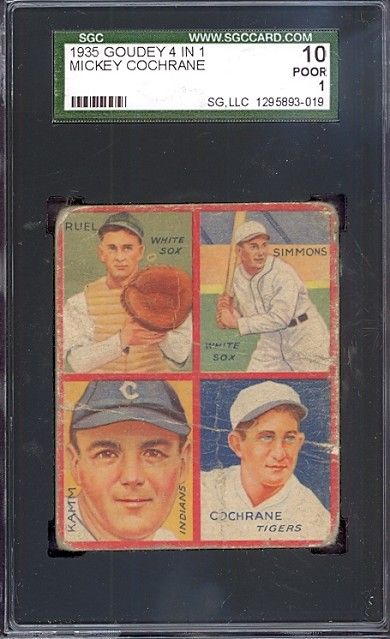 1935 Goudey 4 in 1 w Mickey Cochrane Ruel Simmons Kamm SGC 10 326232