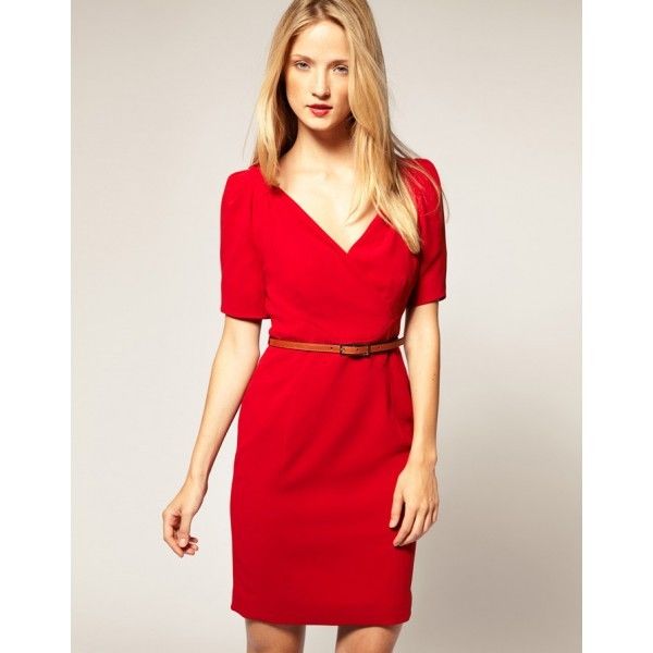 New Karen Millen Red Crepe Dress Size 12UK