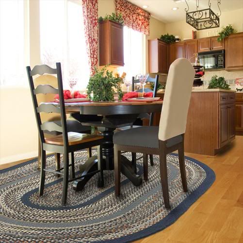 Thorndike Mills Minuteman Wool Cloth Braided Rug Rust Blue Multi w