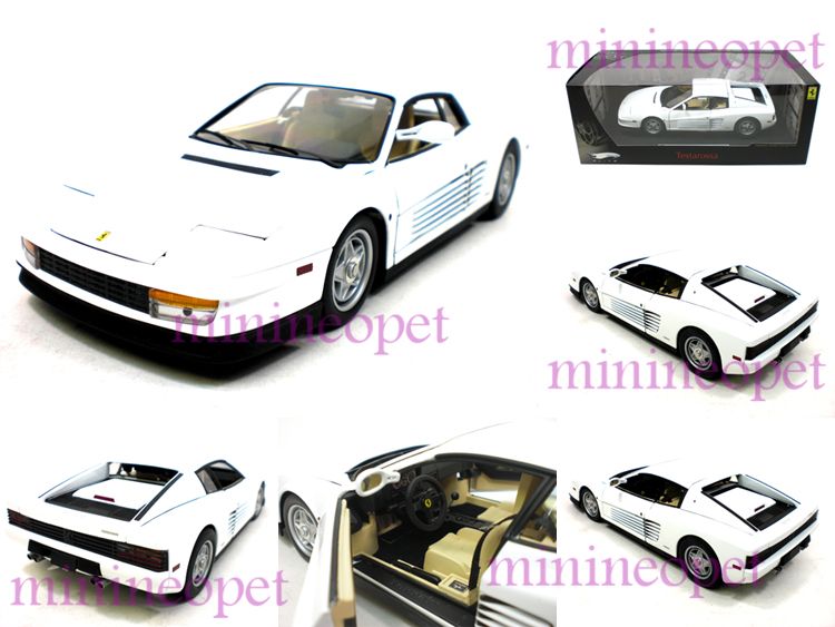 Hot Wheels Elite Ferrari Testarossa Miami Vice 1 18 White