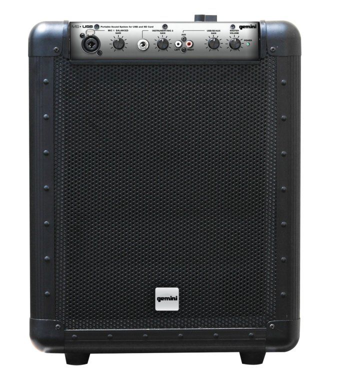 Gemini MS USB Portable PA System w USB SD Inputs Wheels Handle