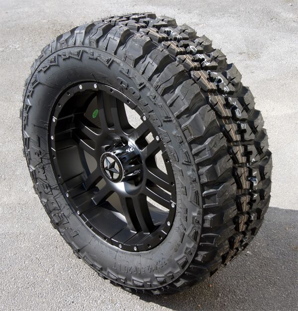 20 Flat Black Wheels Tires Dodge 1500 35x12 50x20