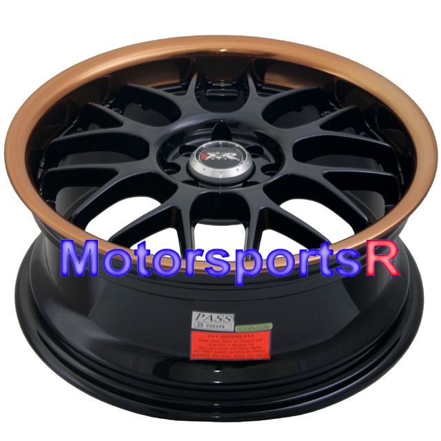 006 Black Copper Lip Rims Wheels 4x114.3 91 96 Honda Prelude 92 CRX SI