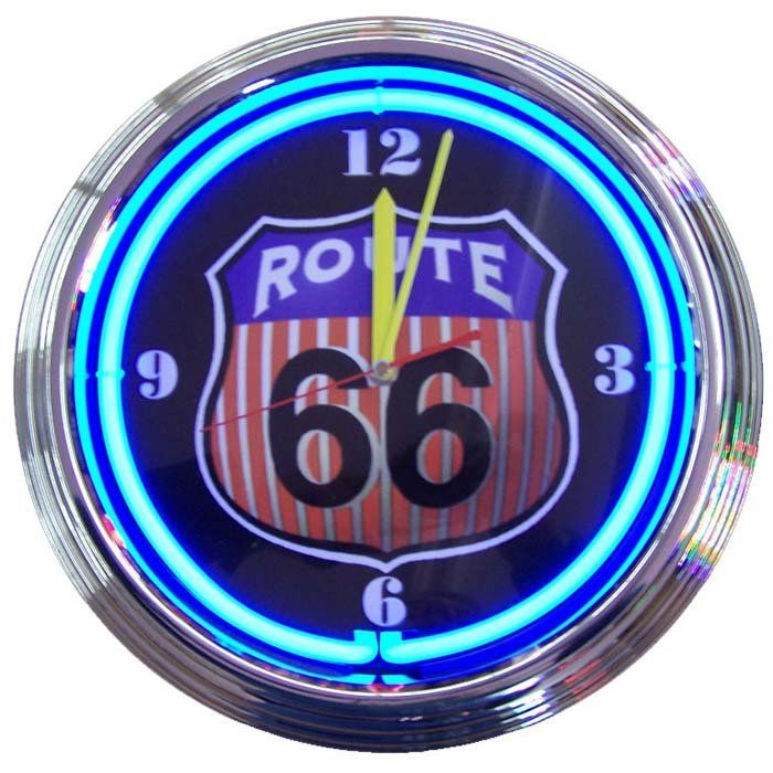 Route 66 Round Neon Clock