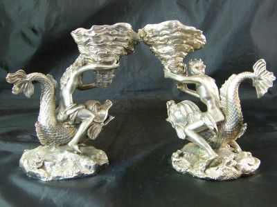 PR Silver Plate Poseidon Amphitrite Salt Servers