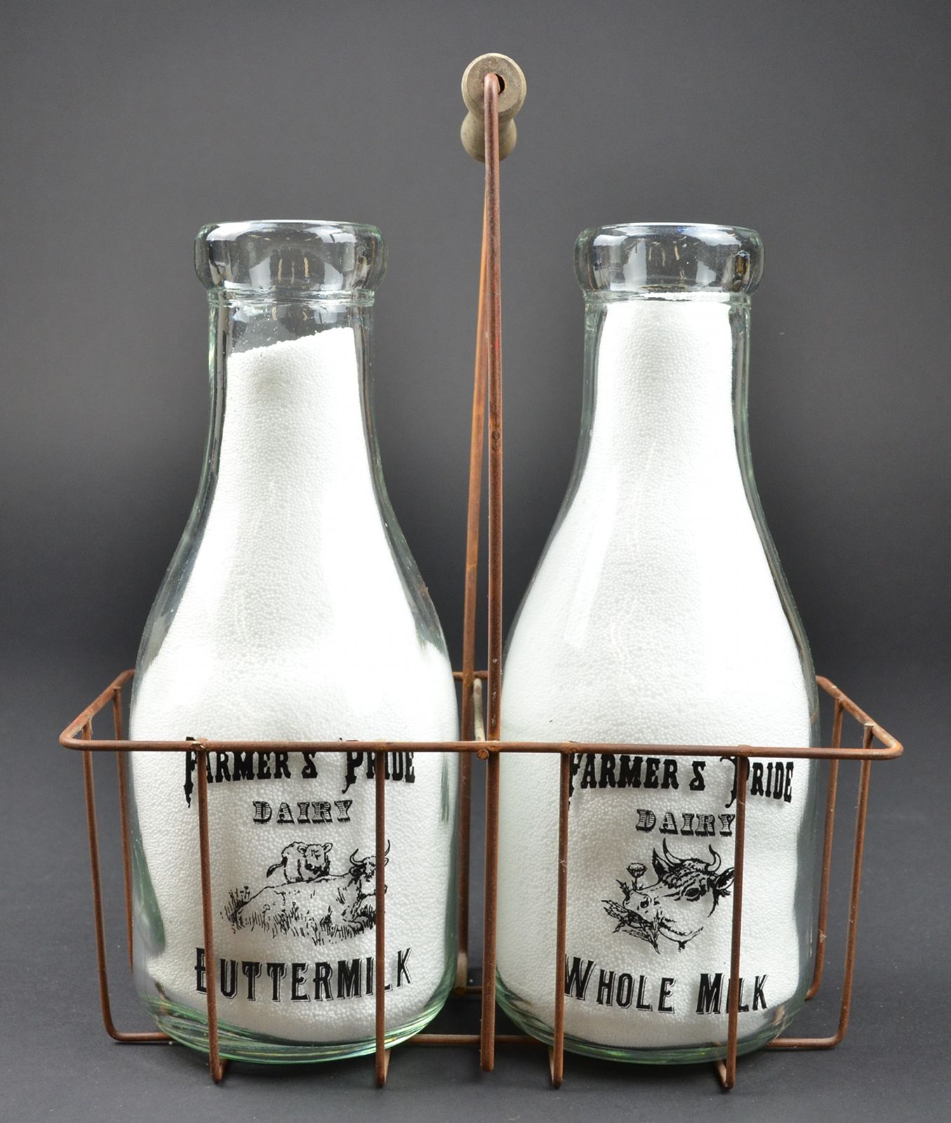 Farmers Pride Dairy Buttermilk & Whole Milk 2 Quart Bottles Basket