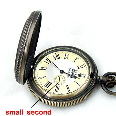 Bronze Magnifying Glass Carved Mechanical Pocket Watch