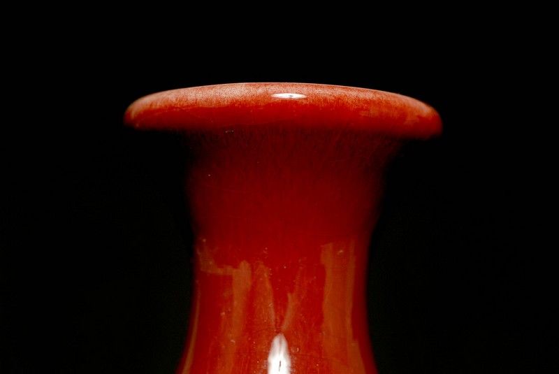 Antique China Porcelain Monchrome Red Glaze Vase AA223