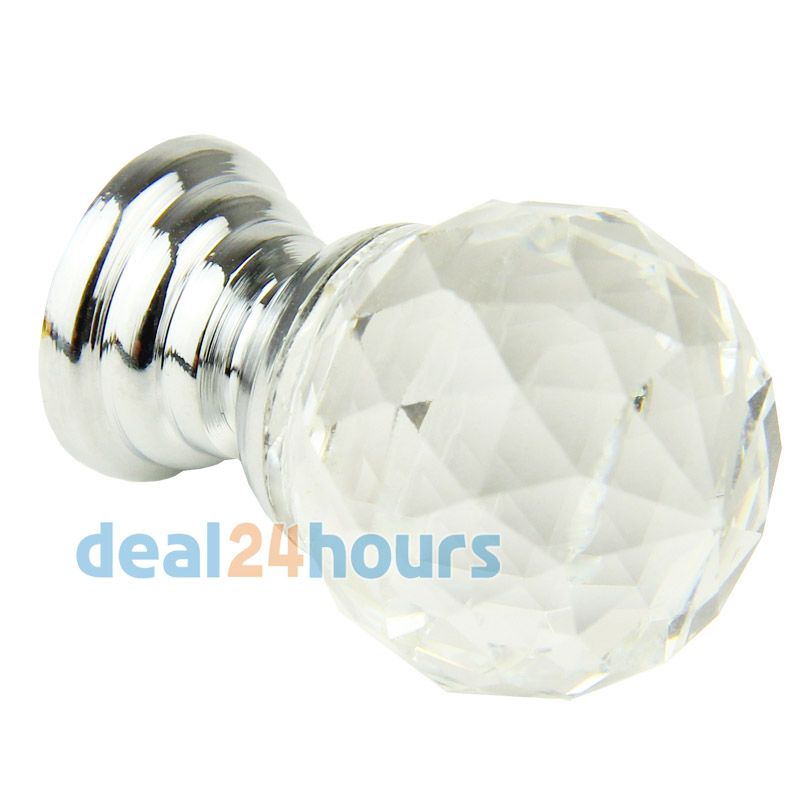 20mm Crystal Glass Handle Knobs Cabinet Cupboard Drawer Door Handles 6