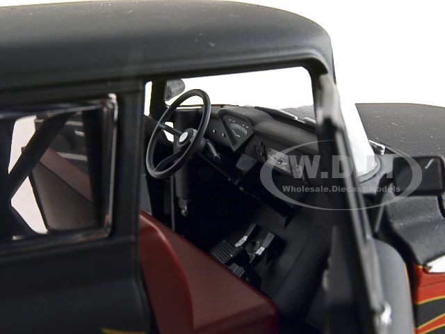 1957 Chevrolet Suburban Black with Flames 1 24 Diecast