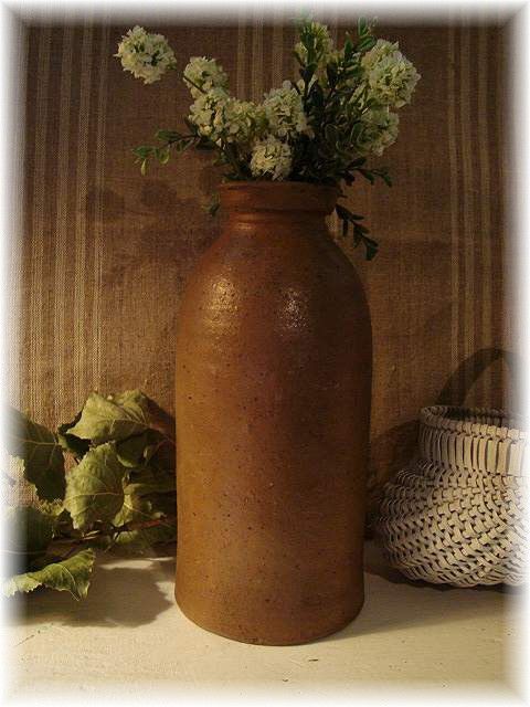 Superb Tall Early Tan Farm House Stoneware Storage Canning Jar Crock