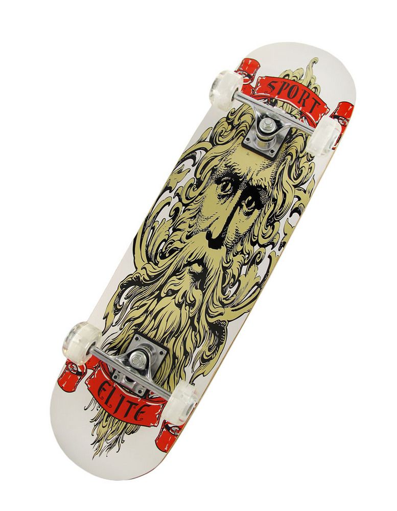 King Neptune Skateboard with Clear White Light Up Wheels