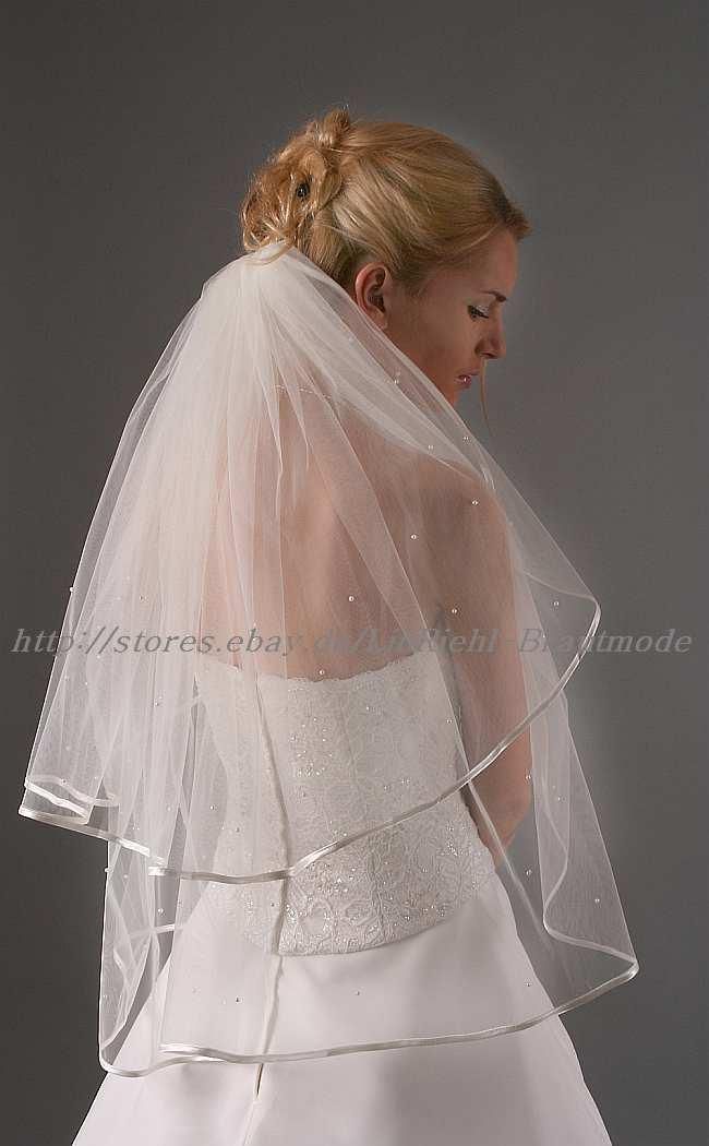 Schleier zum Brautkleid, 2 lagig, Weiss oder Creme, NEU