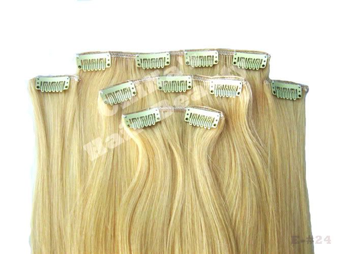 Clip IN REMY ECHTHAAR Hair Extensions Blond #24 5 tlg.