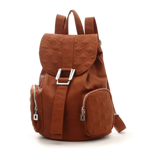 Damen Rucksack Girl Schulrucksack Old School Style Backpack Leder Look