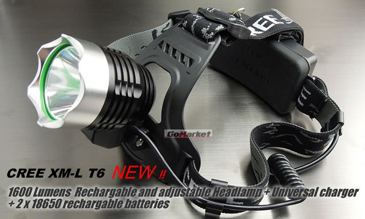 1600 Lumens CREE XM L XML T6 LED Stirnlampe Kopflampe Headlamp +2x