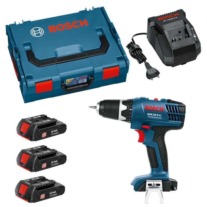 Bosch GSR 18 2 LI 3 x Akku + L Boxx   Akkubohrschrauber 3165140536394