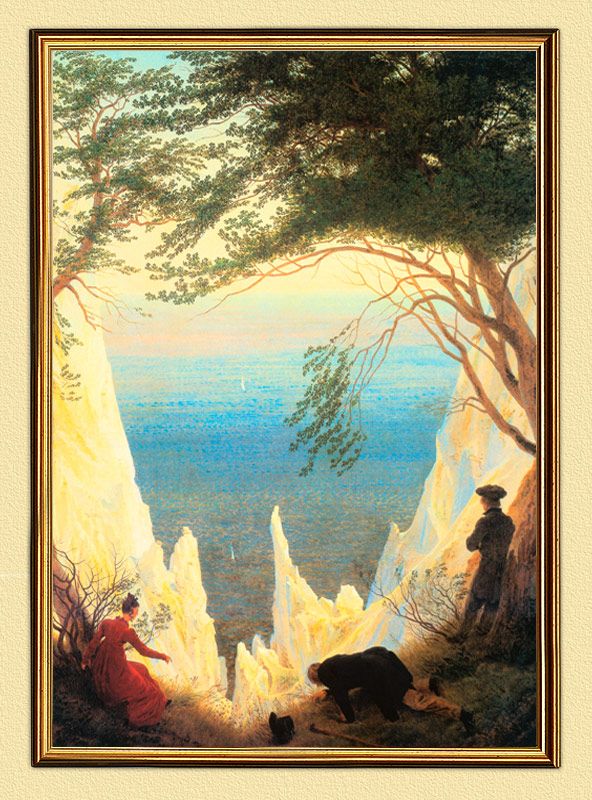 FRIEDRICH KREIDEFELSEN auf RÜGEN AUF LEINWAND 18 im Goldrahmen