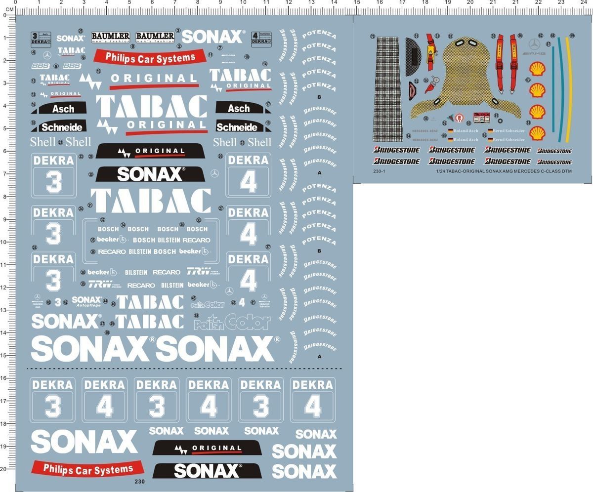 24 decal TABAC ORIGINAL SONAX AMG MERCEDES C CLASS DTM 230