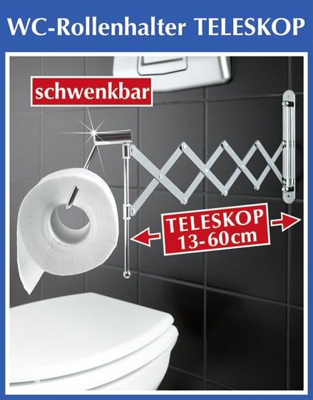 WENKO Teleskop Toilettenpapierhalter ausziehbar Rollenhalter