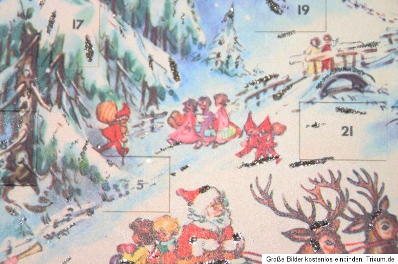 ALTER 50er/60er JAHRE ADVENTSKALENDER+GLITZER+WESTERN GERMANY