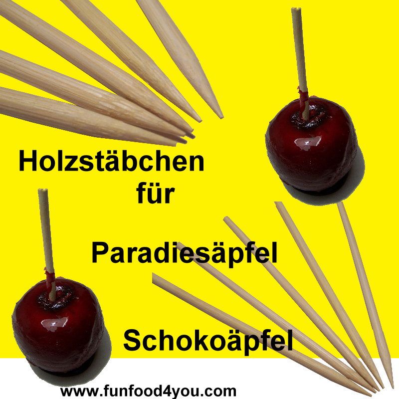 35 Holzstaebe Holzstaebchen f Paradiesaepfel Schokofruechte Schoko