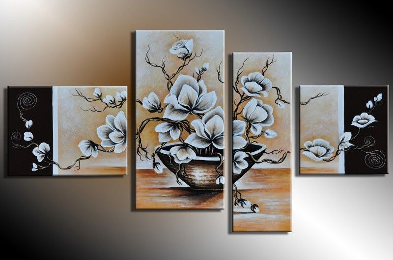 Magnolie M20   4 Bilder ca.120x70cm KOMPLETT Handgemalt