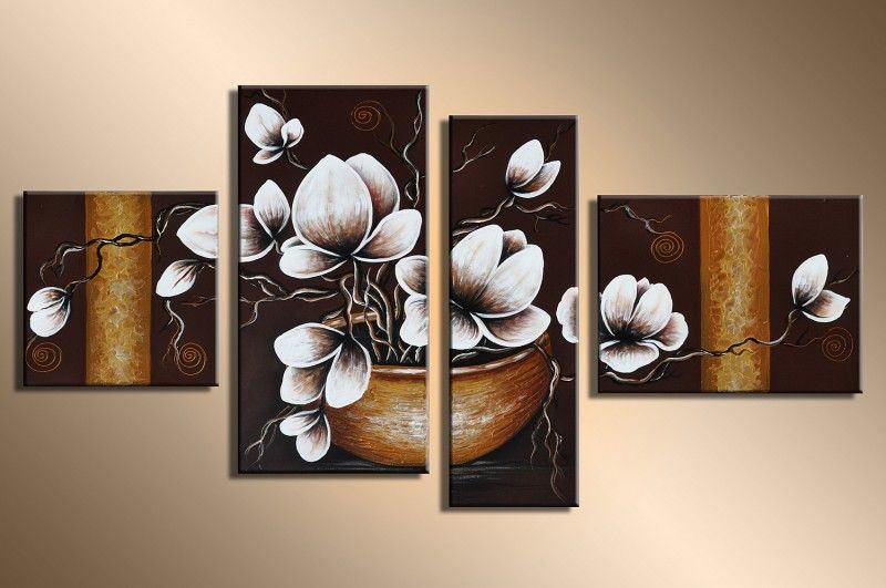 Magnolie M19   4 Bilder ca.120x70cm KOMPLETT Handgemalt