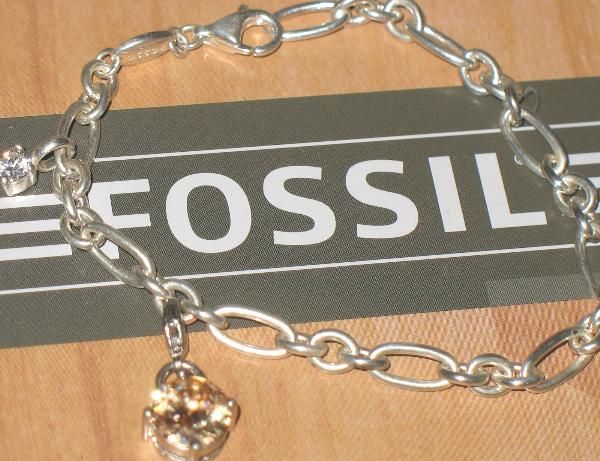 FOSSIL 925 er SILBER BETTEL ARMBAND 79,90 € 13831 SILVER BROWN STONE
