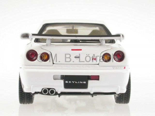 Skyline R34 GTR V Spec II weiá Modellauto 57333 AutoArt 143