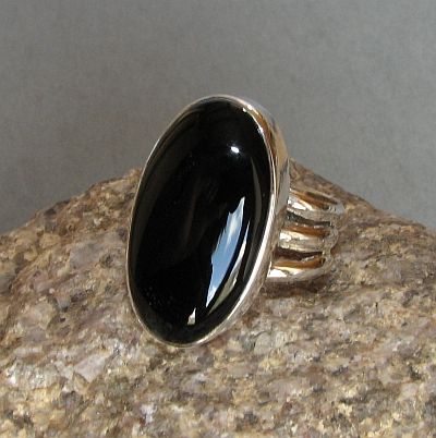 massiver Onyx Ring Silberring mit großem Onyx 925/  Gr. 56