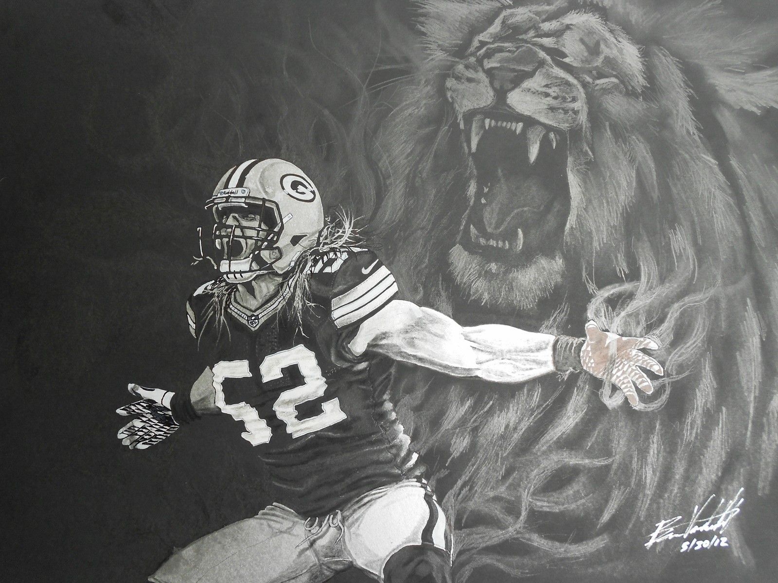 GreenBay Packers Original Artist drawing CLAY MATTHEWS by Artist Ben