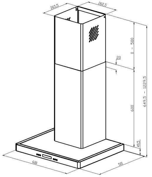 60 CM Edelstahl DUNSTABZUGSHAUBE RANDABSAUGUNG 800 m3 so lange der