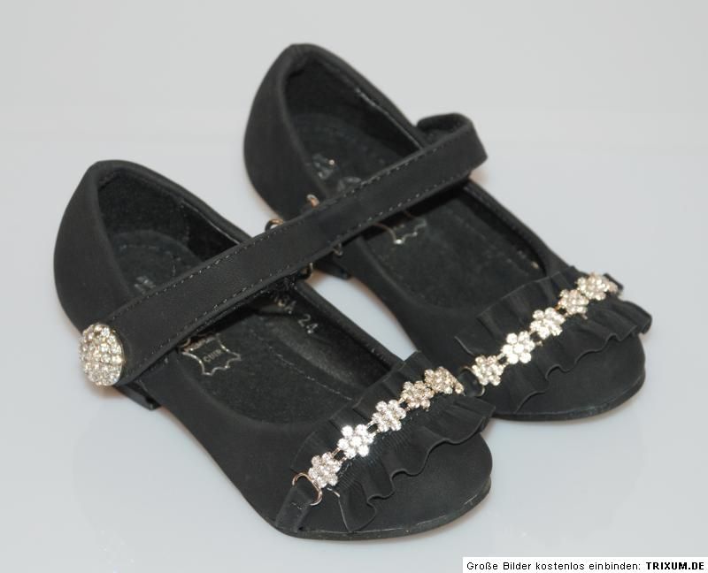 Kinder Ballerinas Strass Schwarz Weiß Rosa Leder Gr. 30   35