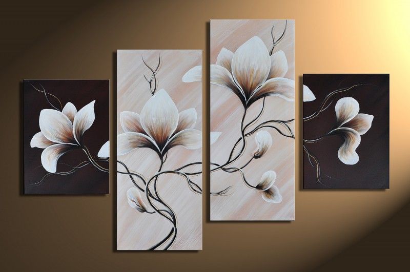 Magnolie M16   4 Bilder ca.120x80cm KOMPLETT Handgemalt