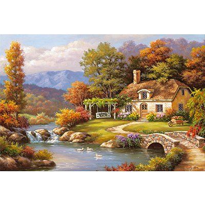 44232   Educa   Puzzle 8000 Teile   Sung Kim  Cottage am Fluss