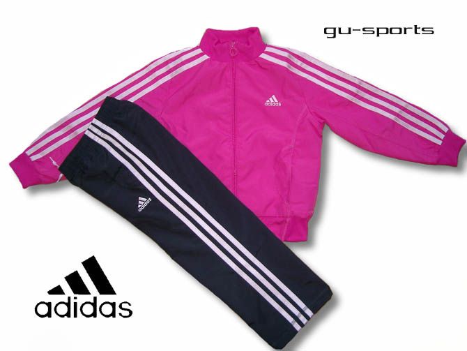 ADIDAS Kinder Trainingsanzug Mädchen Microfaser pink/dunkelgrau Gr