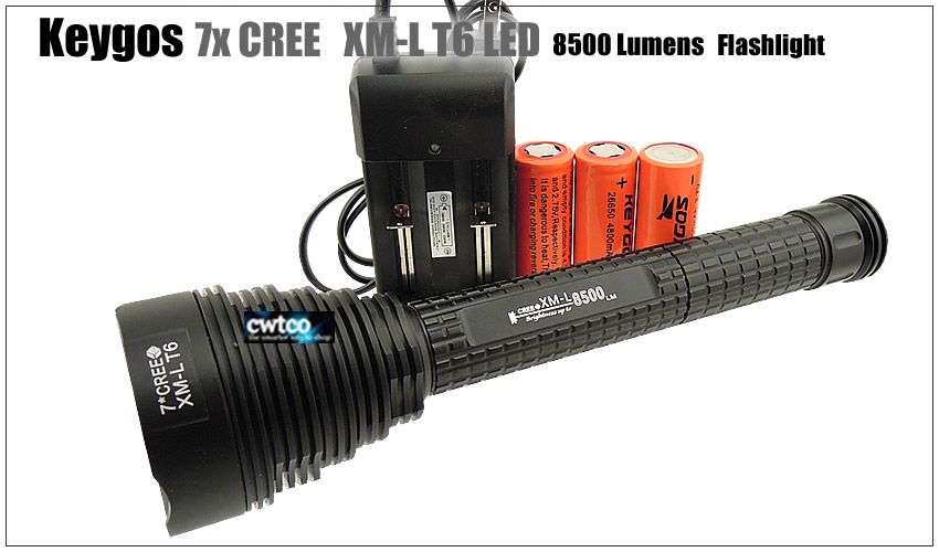 8500 Lumens 7x CREE XM L XML T6 LED Taschenlampe Handlampe +3 26650