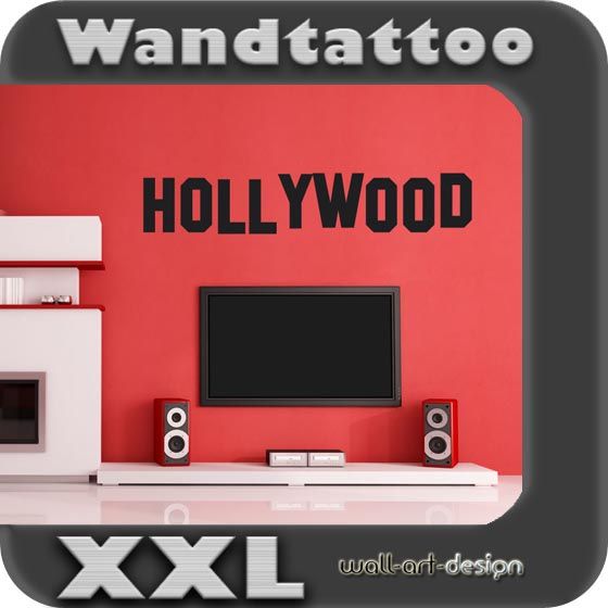 S108 XXL Wandtattoo HOLLYWOOD Spruch Wandaufkleber TV Heimkino