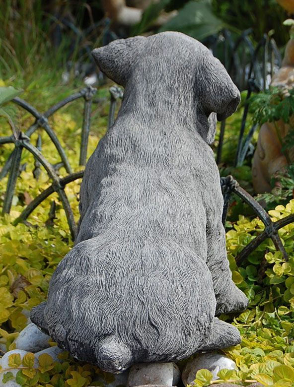 Steinguss Figur Hund Schnauzer liegend Figur Garten Neu