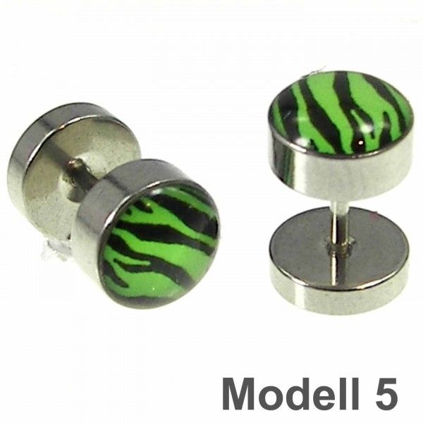 Fakeplugs Ohrstecker Fake Tunnel Plug leo zebra Kirsche Rot Weiß