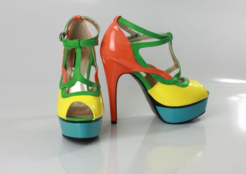 High Heels Plateau Pumps Peep Toe Riemchen Sergio Todzi M106 yellow